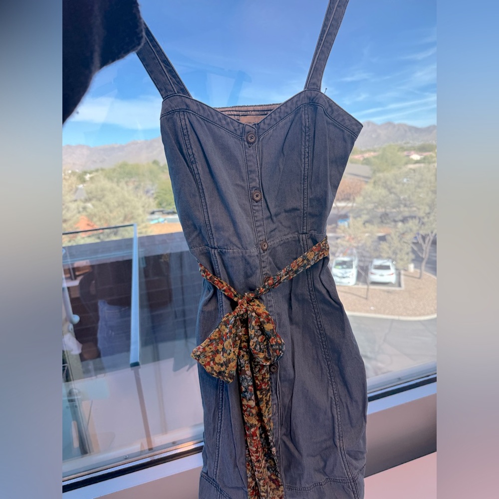 Denim Anthropologie sweetheart neck jumper dress size 2